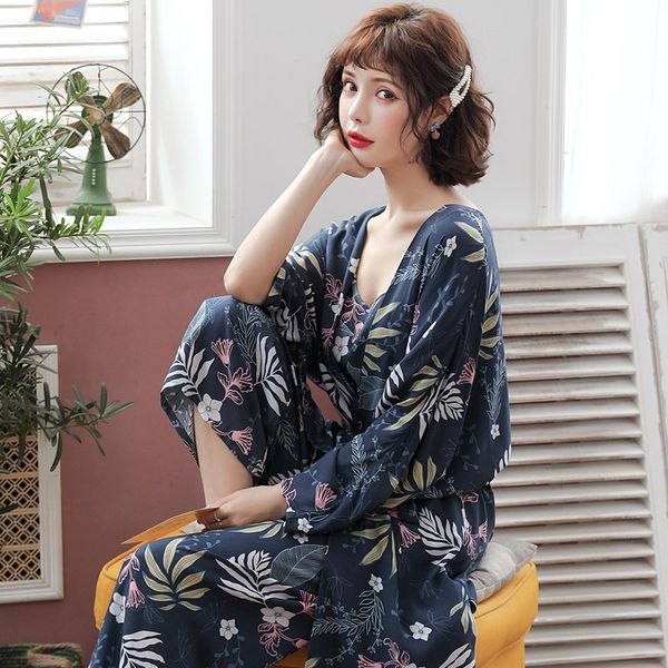 spring autumn 3pcs cotton satin women's pajama set robe + camisole + pants floral printed elegant ladies sleepwear thin homewear, Black;pink
spring autumn 3pcs cotton satin women's pajama set robe + camisole + pants floral printed elegant ladies sleepwear thin homewear, Black;pink