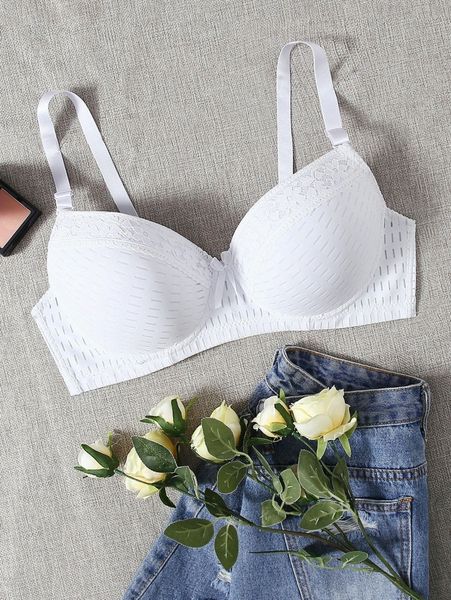 plus contrast mesh underwire bra c5sd#, Black;white 
plus contrast mesh underwire bra c5sd#, Black;white