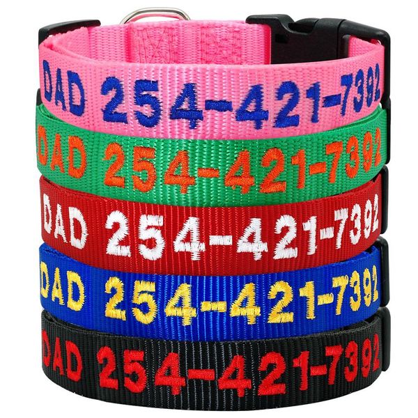 custom nylon with dog embroidery, adjustable collar phone identification label for small, medium and large dogs
custom nylon with dog embroidery, adjustable collar phone identification label for small, medium and large dogs