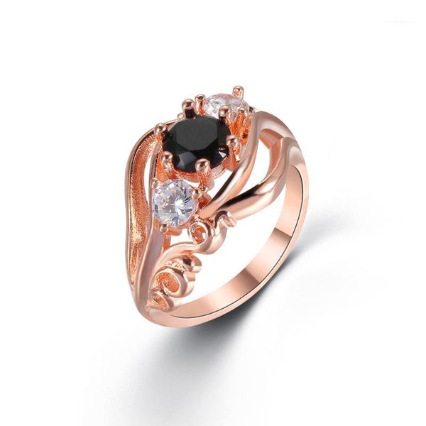 wedding rings women's ring black and white zircon flower carved gold finger prom party jewelry accessories valentine's day gift1, Slivery;golden 
wedding rings women's ring black and white zircon flower carved gold finger prom party jewelry accessories valentine's day gift1, Slivery;golden