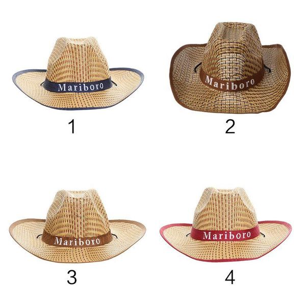men retro western cowboy summer straw sun hat wide curly brim letters printed ribbon jazz bucket cap contrast color trim 4 2xpd, Blue;gray
men retro western cowboy summer straw sun hat wide curly brim letters printed ribbon jazz bucket cap contrast color trim 4 2xpd, Blue;gray