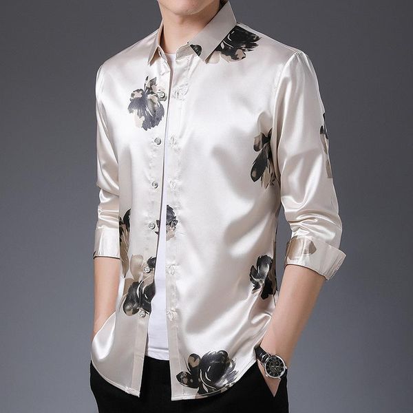 men's casual shirts flowers printed elegant fashion mens clothing 2021 big white blouse satin silk large sizes party, White;black
men's casual shirts flowers printed elegant fashion mens clothing 2021 big white blouse satin silk large sizes party, White;black