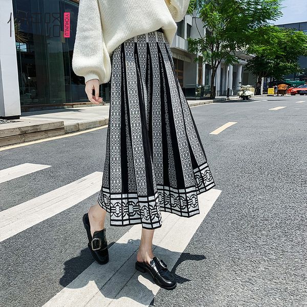 knitted half skirt autumn and winter women's a-line medium length elastic high waist retro slim large hem pleated skirt y1214, Black
knitted half skirt autumn and winter women's a-line medium length elastic high waist retro slim large hem pleated skirt y1214, Black