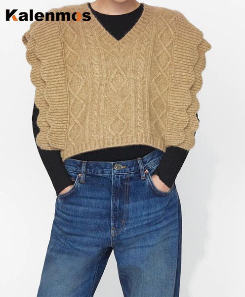vintage knit vest sweater women autumn spring kalenmos v neck pullovers streetwear harajuku korean sweaters cute ruffles, Black;white
vintage knit vest sweater women autumn spring kalenmos v neck pullovers streetwear harajuku korean sweaters cute ruffles, Black;white
