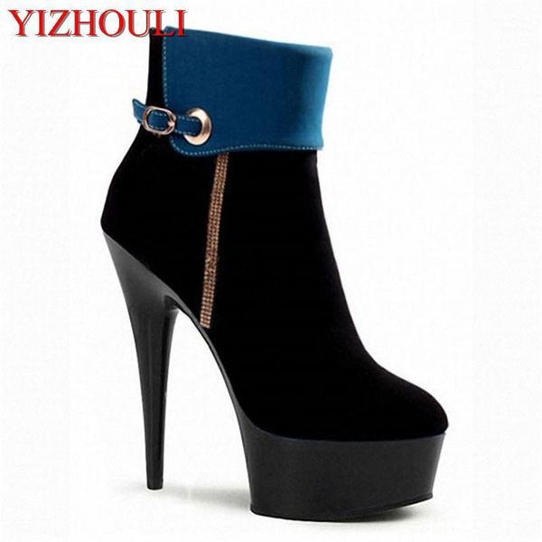 boots 2021 women's motorcycle boots, high heels, 15 cm heels1, Black