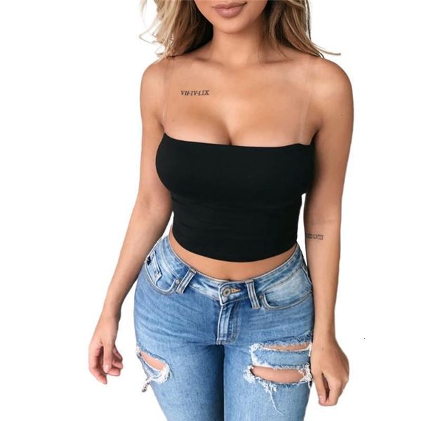 2021 women crop transparent strap stretch solid camis summer tank women sleeveless casual tube t shirts, White
2021 women crop transparent strap stretch solid camis summer tank women sleeveless casual tube t shirts, White