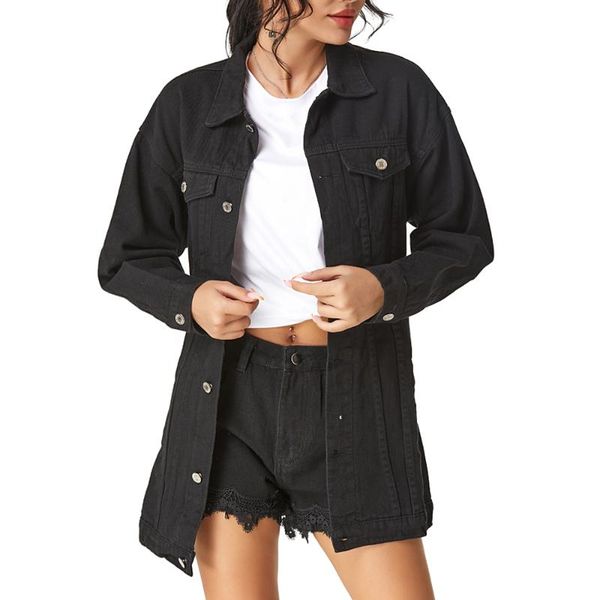vintage denim black jacket women 2020 spring autumn new long jacket female lapel retro loose fashion demin coat for woman, Black;brown
vintage denim black jacket women 2020 spring autumn new long jacket female lapel retro loose fashion demin coat for woman, Black;brown