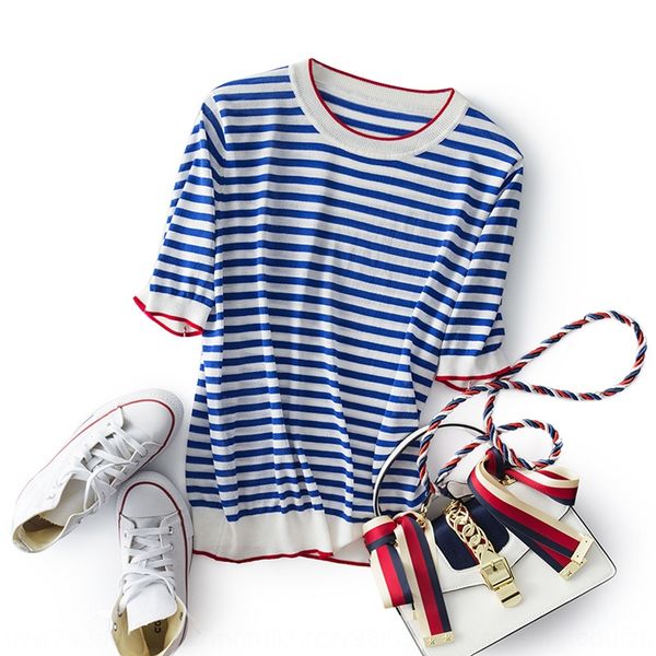 yangmei store color contrast blue and white stripe coat t-shirt simple t-shirt short sleeve female xia junkg, White;black
yangmei store color contrast blue and white stripe coat t-shirt simple t-shirt short sleeve female xia junkg, White;black