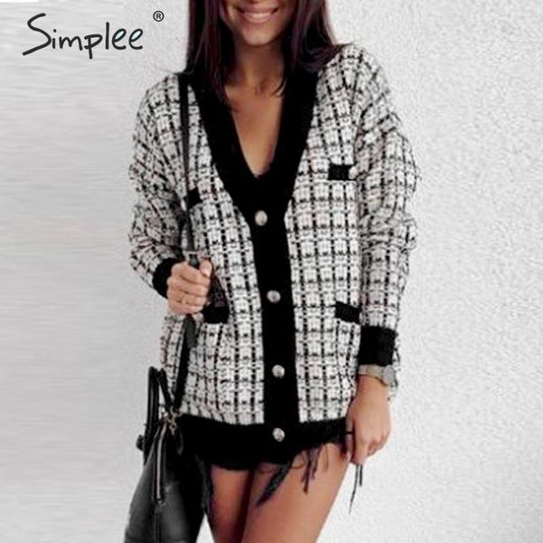 simplee cotton tweed plaid women knitted single breasted female sweater coat v-neck office ladies cardigan, Tan;black
simplee cotton tweed plaid women knitted single breasted female sweater coat v-neck office ladies cardigan, Tan;black