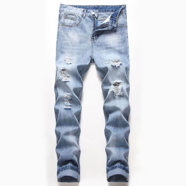 denim jeans men hole european style straight washed bleached retro ripped casual slim cowboy trousers male, Blue
denim jeans men hole european style straight washed bleached retro ripped casual slim cowboy trousers male, Blue