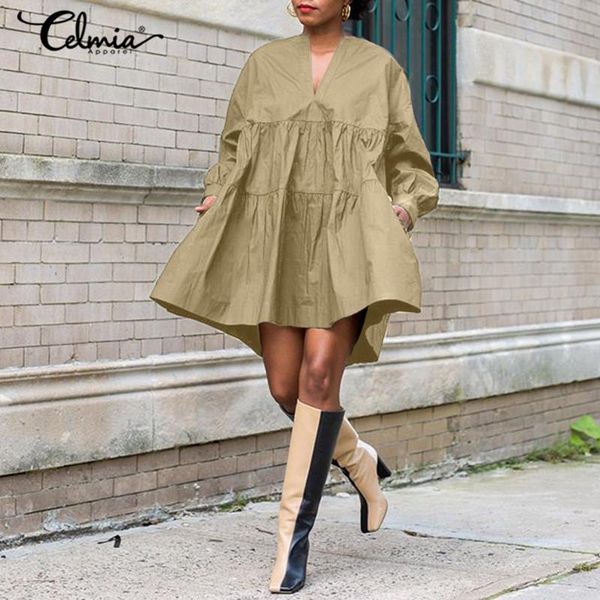 casual dresses 5xl celmia 2021 fashion women big swing mini dress bohemian long sleeve ruffled a-line party sundress plus size, Black;gray
casual dresses 5xl celmia 2021 fashion women big swing mini dress bohemian long sleeve ruffled a-line party sundress plus size, Black;gray