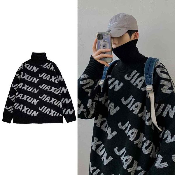 men's sweaters high collar letters pattern mens sweater streetwear clothing fashion harajuku casual men knitted autumn pullover, White;black
men's sweaters high collar letters pattern mens sweater streetwear clothing fashion harajuku casual men knitted autumn pullover, White;black