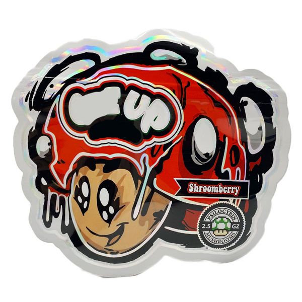 one up gummies mylar bags shroomberry flavor mushroom shape 3.5 g red candy packaging bag with zipper