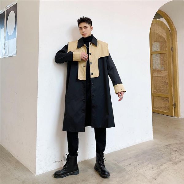 men's trench coats male japan harajuku streetwear vintage loose casual jacket outerwear men black splice khaki cloak 3/4 long coat over, Tan;black
men's trench coats male japan harajuku streetwear vintage loose casual jacket outerwear men black splice khaki cloak 3/4 long coat over, Tan;black