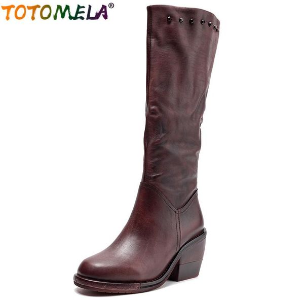 boots totomela 2021 nature genuine leather women rivets square heel knee high vintage winter, Black
boots totomela 2021 nature genuine leather women rivets square heel knee high vintage winter, Black