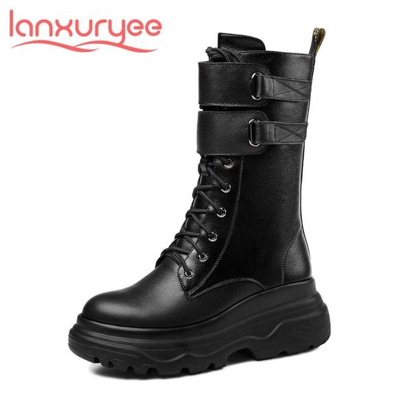 lanxuryee 2020 new style gladiator flat platform cross-tied riding boots increasing genuine leather round toe mid-calf boots l15, Black
lanxuryee 2020 new style gladiator flat platform cross-tied riding boots increasing genuine leather round toe mid-calf boots l15, Black