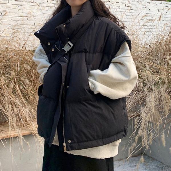 2021 new spring autumn women sleeveless vest cotton-padded short waistcoat kawaii outwear female beige black casual parka mujer, Black;white
2021 new spring autumn women sleeveless vest cotton-padded short waistcoat kawaii outwear female beige black casual parka mujer, Black;white