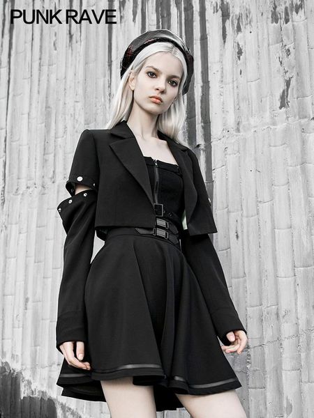 women's winter college wind youth ageing short jacket gothic fashion turn collar detachable sleeve cute t-shirt1, Black;brown
women's winter college wind youth ageing short jacket gothic fashion turn collar detachable sleeve cute t-shirt1, Black;brown
