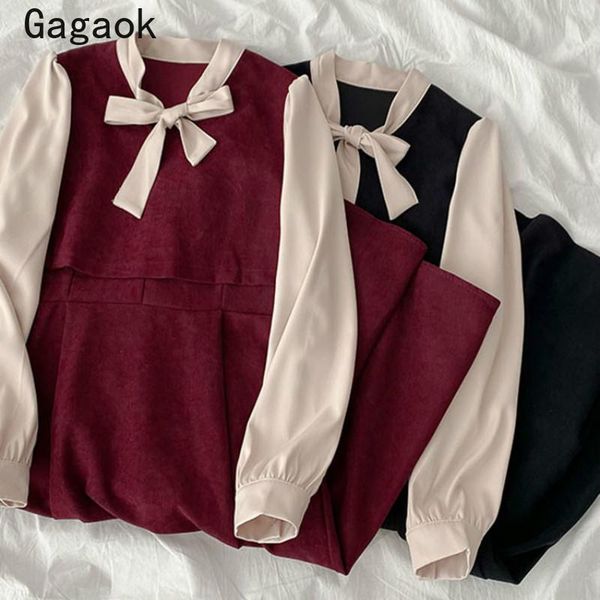 gagaok sweet woman dress 2021 spring autumn new o-neck bow patchwork a-line midi wild dresses slim japanese fashion vestidso, Black;gray
gagaok sweet woman dress 2021 spring autumn new o-neck bow patchwork a-line midi wild dresses slim japanese fashion vestidso, Black;gray