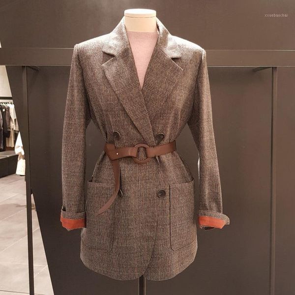 2019 autumn coat women fashion wild tide plaid woolen blazers and jackets double-breasted belt coat for ladies outwear f19741, White;black
2019 autumn coat women fashion wild tide plaid woolen blazers and jackets double-breasted belt coat for ladies outwear f19741, White;black