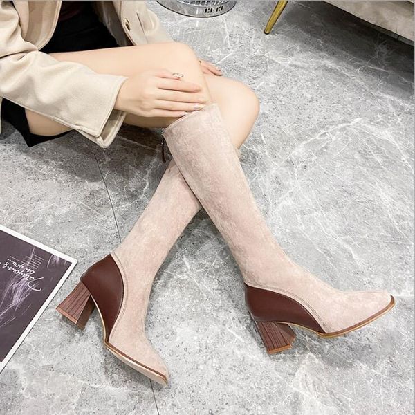 high boots but zipper behind the knee 2020 autumn and winter new high-heeled thick-heeled square head thin long knight boots, Black
high boots but zipper behind the knee 2020 autumn and winter new high-heeled thick-heeled square head thin long knight boots, Black