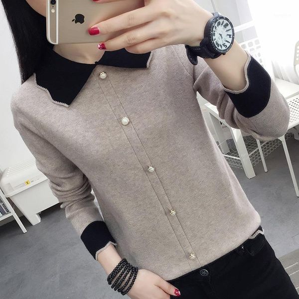 2021 autumn winter women knitted sweater long sleeve jumpers doll collar female elastic pullovers sweaters femme clothing p8141, White;black
2021 autumn winter women knitted sweater long sleeve jumpers doll collar female elastic pullovers sweaters femme clothing p8141, White;black