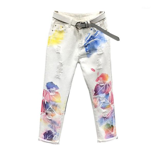 plus size 30 31 32 hole print jeans women loose white pants personality painted high waist harem pants female h2681, Blue
plus size 30 31 32 hole print jeans women loose white pants personality painted high waist harem pants female h2681, Blue