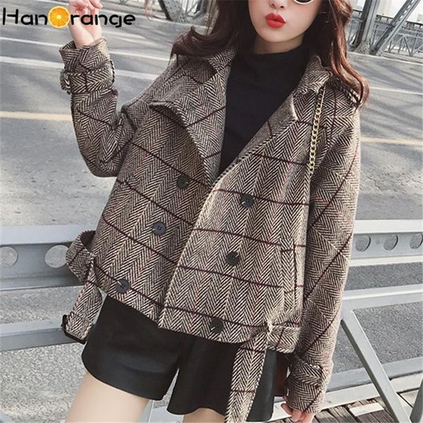 women's wool & blends short woolen coat women 2021 spring autumn fashion loose short-height casual herringbone cocoon, Black
women's wool & blends short woolen coat women 2021 spring autumn fashion loose short-height casual herringbone cocoon, Black