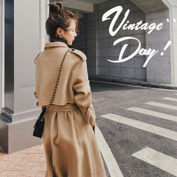 women's wool & blends 2021 winter blend women camel double breasted simple classic warm casual long coat chic woolen outwear, Black
women's wool & blends 2021 winter blend women camel double breasted simple classic warm casual long coat chic woolen outwear, Black