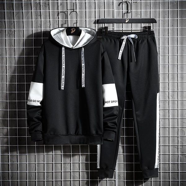 running sets hoodies + sweatpants 2 pieces tracksuits men autumn casual loose sweatshirt trousers sportswear male patchwork hooded suits, Black;blue
running sets hoodies + sweatpants 2 pieces tracksuits men autumn casual loose sweatshirt trousers sportswear male patchwork hooded suits, Black;blue