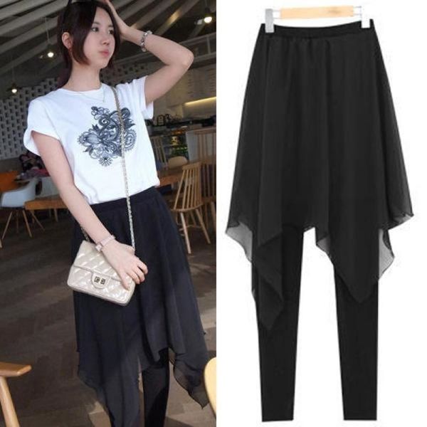 new spring and summer women's korean irregular chiffon skirt backing false two slim skirt leggings 201203, Black
new spring and summer women's korean irregular chiffon skirt backing false two slim skirt leggings 201203, Black