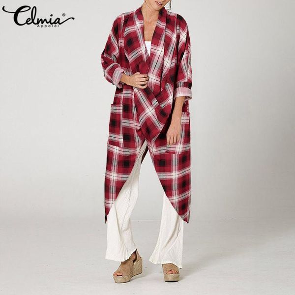 women's blouses & shirts women fahion plaid long celmia vintage loose casual sleeve asymmetrical blusas plus size femininas, White
women's blouses & shirts women fahion plaid long celmia vintage loose casual sleeve asymmetrical blusas plus size femininas, White
