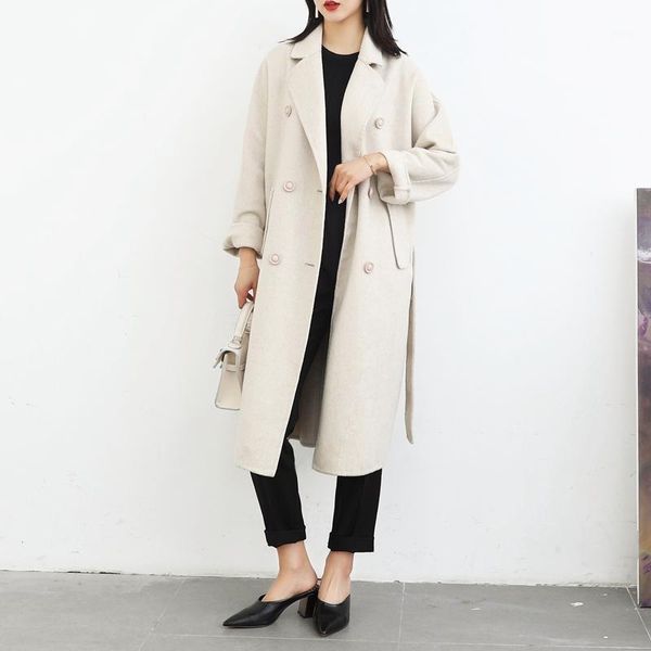 women 100% wool coats of spring 2020 new double-sided cashmere coat women's long albaca wool coat oversize belt slim outwear1, Black
women 100% wool coats of spring 2020 new double-sided cashmere coat women's long albaca wool coat oversize belt slim outwear1, Black