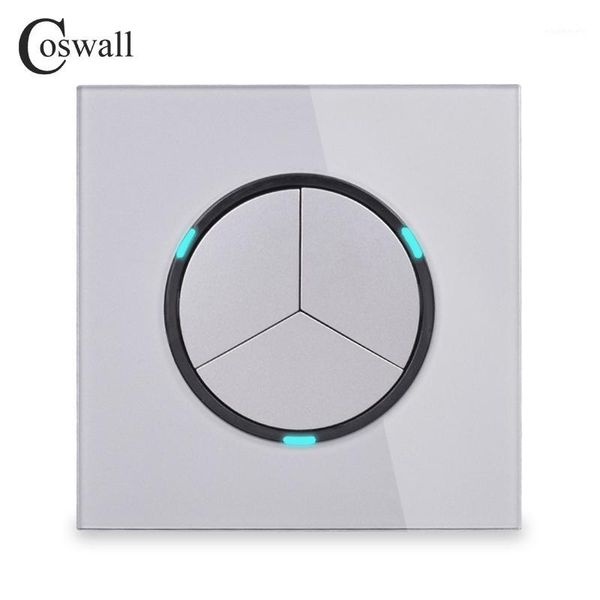 coswall 3 gang 1 way random click push on / off wall light switch with led indicator tempered crystal glass panel 16a grey1
coswall 3 gang 1 way random click push on / off wall light switch with led indicator tempered crystal glass panel 16a grey1