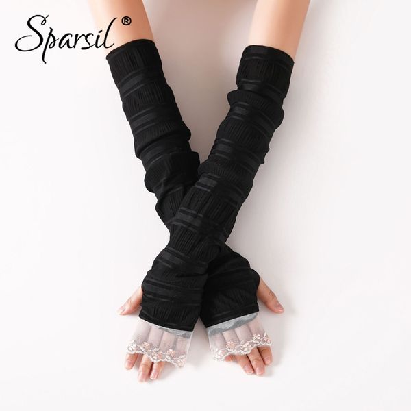 sparsil ladies summer lace solid long thin breathable sunscreen driving sleeve mittens elegant fingerless female gloves, Blue;gray
sparsil ladies summer lace solid long thin breathable sunscreen driving sleeve mittens elegant fingerless female gloves, Blue;gray