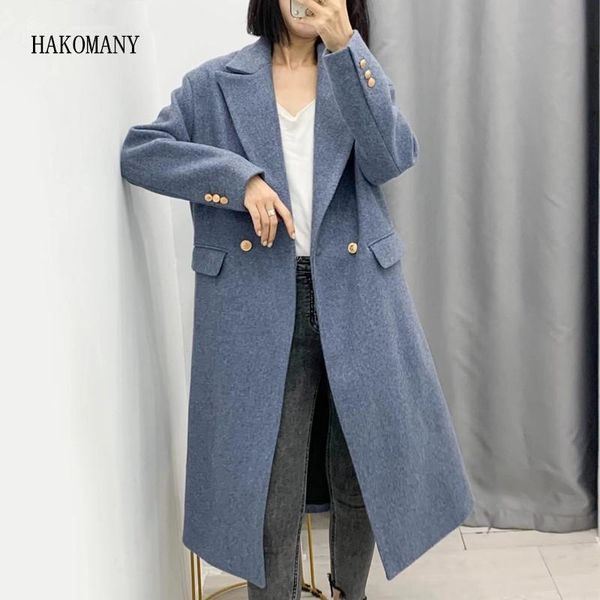 2021 winter stay warm woolen blends long coat 2 buttons notched collar long sleeve knee length trench back slit outerwear, Black
2021 winter stay warm woolen blends long coat 2 buttons notched collar long sleeve knee length trench back slit outerwear, Black