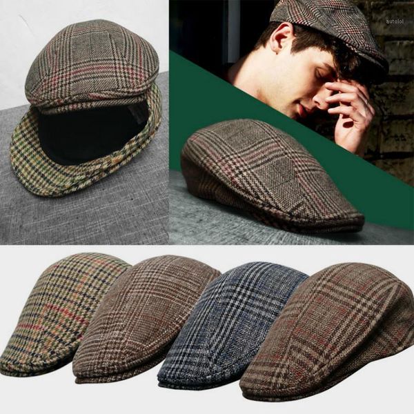 men women hat autumn winter checkered beret british vintage hat beret men women warm cap1, Blue;gray
men women hat autumn winter checkered beret british vintage hat beret men women warm cap1, Blue;gray