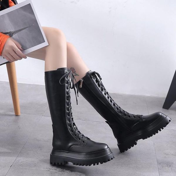boots fashion black pu leather platform women autumn thick heels knee high booties woman lace up motorcycle botas female
boots fashion black pu leather platform women autumn thick heels knee high booties woman lace up motorcycle botas female