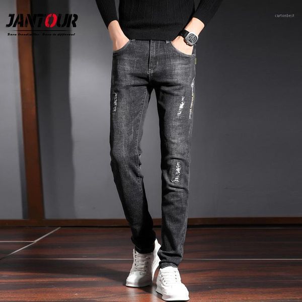 men's jeans autumn winter men ripped slim man casual printing letter scratched skinny long pants classic black gray work trousers male1, Blue
men's jeans autumn winter men ripped slim man casual printing letter scratched skinny long pants classic black gray work trousers male1, Blue