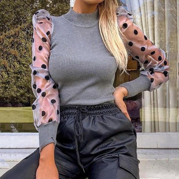 women's sweaters 2021 casual dot print mesh puff sleeve transparent knitted sweater pullover fall winter women turtleneck ribbed1, White;black
women's sweaters 2021 casual dot print mesh puff sleeve transparent knitted sweater pullover fall winter women turtleneck ribbed1, White;black