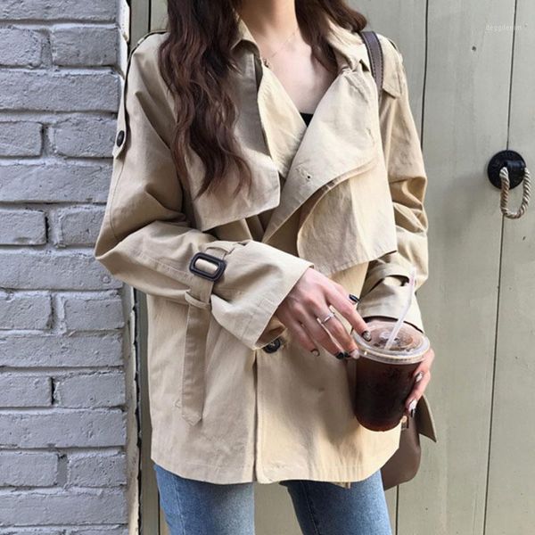 women's trench coats coat short versatile cropped lapel single-breasted spring and autumn casual korean-style little khaki retro1, Tan;black
women's trench coats coat short versatile cropped lapel single-breasted spring and autumn casual korean-style little khaki retro1, Tan;black