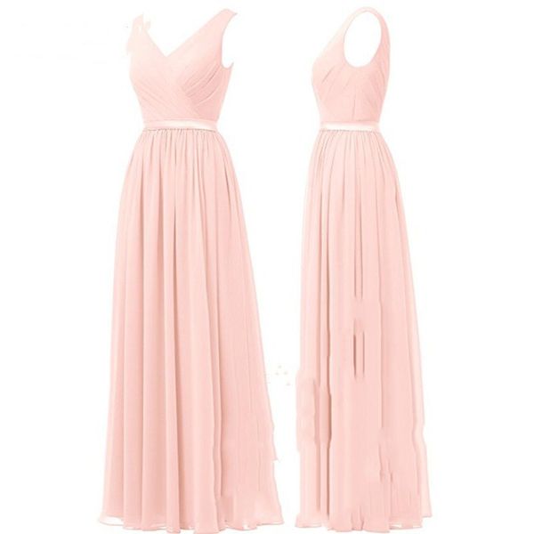 v neck long bridesmaids dresses flowy chiffon evening gowns, White;pink
v neck long bridesmaids dresses flowy chiffon evening gowns, White;pink