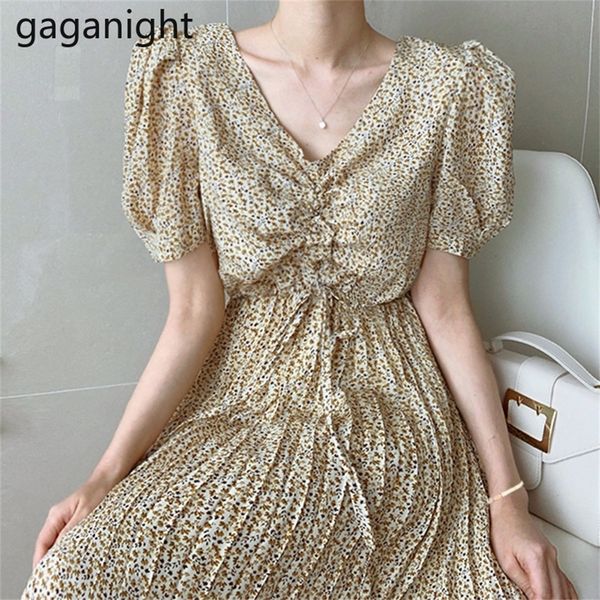 gaganight women pleated long dress v neck drawstring puff sleeve slim elegant lady vestido retro floral chiffon dresses summer lj200824, Black;gray
gaganight women pleated long dress v neck drawstring puff sleeve slim elegant lady vestido retro floral chiffon dresses summer lj200824, Black;gray