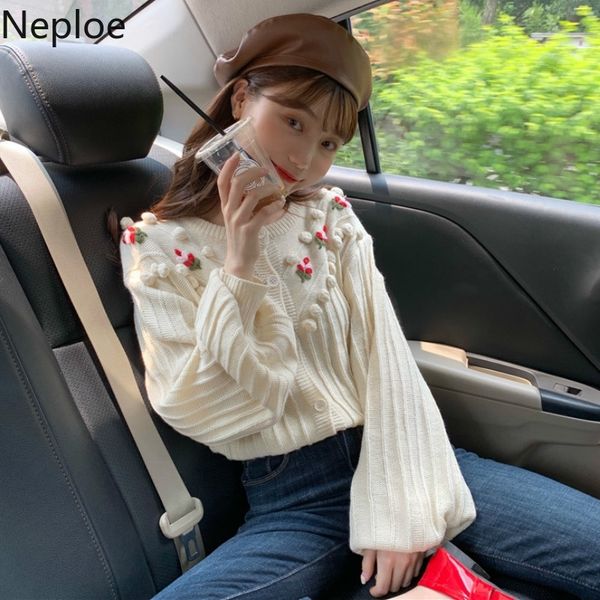 neploe elegant flower knitted cardigans women preepy style sweet chi short student pull femme o neck patch autumn sweater 46630 y200910, White;black
neploe elegant flower knitted cardigans women preepy style sweet chi short student pull femme o neck patch autumn sweater 46630 y200910, White;black