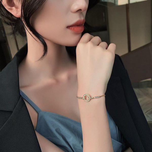 link, chain bracelet temperament simple fashion micro-inlaid zircon female round geometric elegant pull jewelry, Black
link, chain bracelet temperament simple fashion micro-inlaid zircon female round geometric elegant pull jewelry, Black