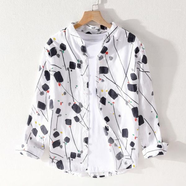 100% linen summer long sleeve print shirt men casual loose shirts for men fashion retro breathable shirt mens overhemd camiseta1, White;black
100% linen summer long sleeve print shirt men casual loose shirts for men fashion retro breathable shirt mens overhemd camiseta1, White;black