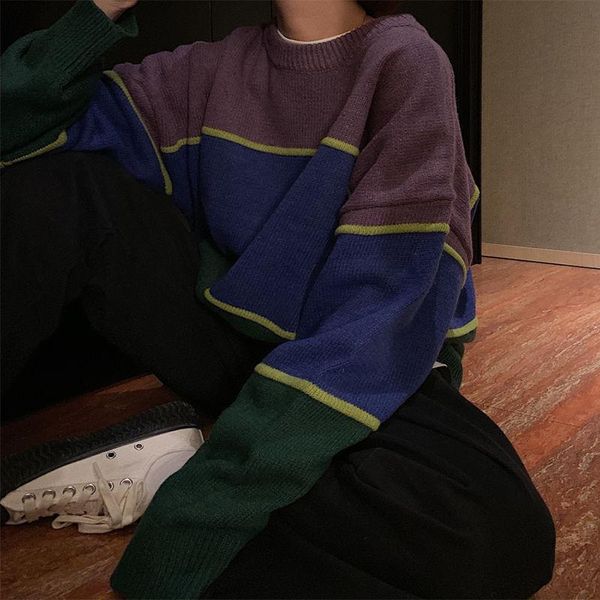 men's sweaters 2021 casual loose for men korean o neck oversized knitted harajuku striped man sweater, White;black
men's sweaters 2021 casual loose for men korean o neck oversized knitted harajuku striped man sweater, White;black