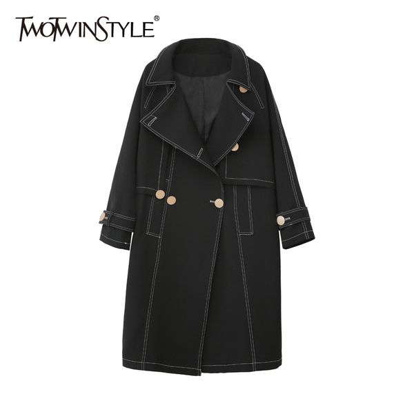 twotwinstyle black denim casual trench coat for women lapel long sleeve double breasted korean coat female 2020 autumn clothes 1028, Tan;black
twotwinstyle black denim casual trench coat for women lapel long sleeve double breasted korean coat female 2020 autumn clothes 1028, Tan;black