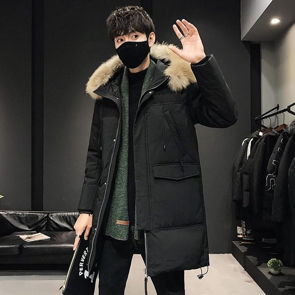 men's down & parkas jacket han edition young male long white duck feather coat in winter leisure fashionable hoodie, Black
men's down & parkas jacket han edition young male long white duck feather coat in winter leisure fashionable hoodie, Black