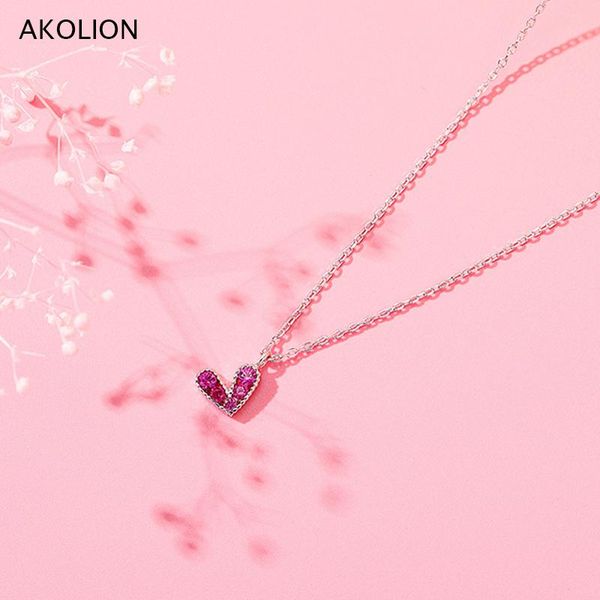 sweet style silver color rose red zircon heart pendant necklace pink chain necklace for girl women fashion jewelry
sweet style silver color rose red zircon heart pendant necklace pink chain necklace for girl women fashion jewelry